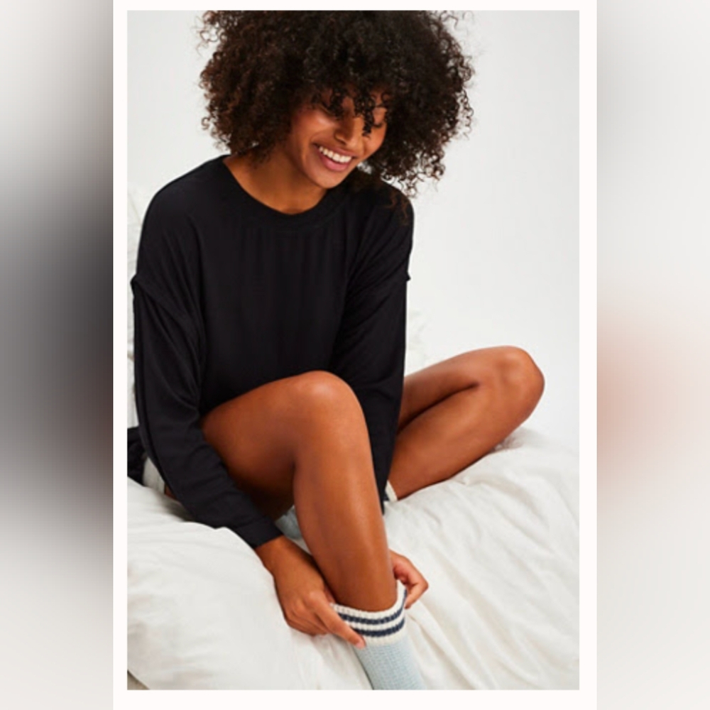 Free People XS NWT Black Homebody Sleep Tee